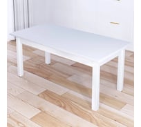 Стол журнальный Solarius Классика с белой столешницей из массива сосны 20 мм и ножками белого цвета, 120x60x44 см 601-10059