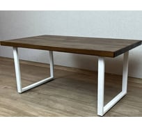 Стол журнальный Solarius темный дуб лофт (Loft) из массива сосны 40 мм, 120x60x50 см, на белых ножках 701-10015