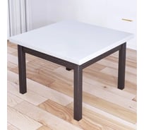 Стол журнальный квадратный Solarius Классика с белой столешницей из массива сосны 40 мм и ножками цвета венге, 80x80x46 см 601-10138