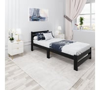 Кровать односпальная Solarius Мишка Компакт сосновая, со сплошным основанием, цвет черного оникса, 70x200 см mkompakt70onix-full