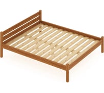 Двуспальная кровать Solarius Классика из массива сосны с реечным основанием, 190x180 см (габариты 200x190), цвет ольхи 180klolha-190