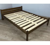 Двуспальная кровать Solarius Классика из массива сосны с реечным основанием, 200x150 см (габариты 210x160), цвет темный дуб 150kltemd