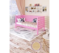 Тахта односпальная Solarius из массива сосны, с реечным основанием и высокими бортиками, 100x170 см, габариты 110x180, цвет розовый tahta-spin100-170roz