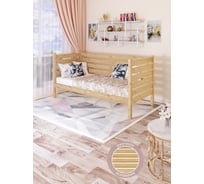 Тахта односпальная Solarius из массива сосны, с реечным основанием и высокими бортиками, 80x200 см, габариты 90x210, без покраски tahta-spin80-200