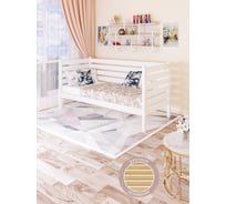 Тахта односпальная Solarius из массива сосны, с реечным основанием и высокими бортиками, 90x170 см, габариты 100x180, цвет белый tahta-spin90-170bel