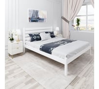 Кровать двуспальная Solarius Классика из массива сосны, с высокой спинкой и ортопедическим основанием, 190x180 см (габариты 200x190), цвет белый klasorto-spin180bel-190