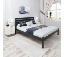 Кровать двуспальная Solarius Классика из массива сосны, с высокой спинкой и ортопедическим основанием, 200x120 см (габариты 210x130), цвет антрацит klasorto-spin120ser