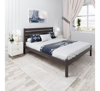 Кровать двуспальная Solarius Классика из массива сосны, с высокой спинкой и реечным основанием, 190x180 см (габариты 200x190), цвет венге klas-spin180ven-190