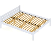 Кровать двуспальная Solarius Классика из массива сосны, с ортопедическим основанием, 190x140 см (габариты 200x150), цвет белый 401-10024-190