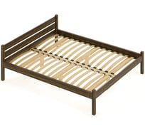 Кровать двуспальная Solarius Классика из массива сосны, с ортопедическим основанием, 200x160 см (габариты 210x170), цвет темного дуба 401-10045