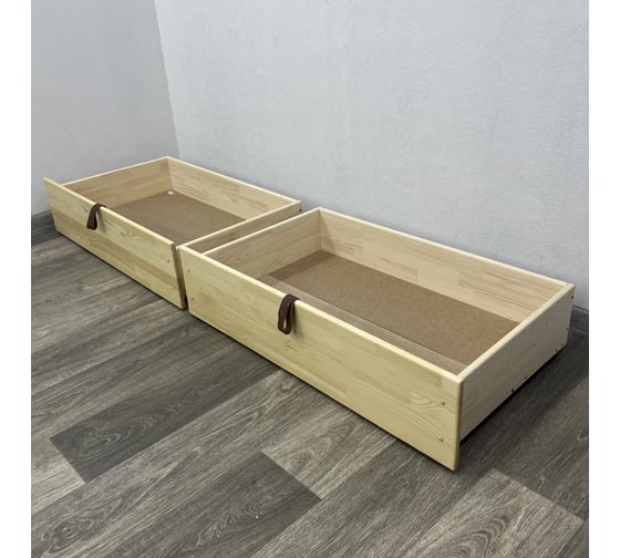 Кровать двуспальная Solarius Классика из массива сосны, с реечным основанием 200x160 см (габариты 210x170), с двумя выкатными ящиками, без покрытия 160kl-2yash
