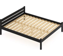 Кровать двуспальная Solarius Классика из массива сосны, с реечным основанием, 190x180 см (габариты 200x190), цвет черного оникса 180klonix-190