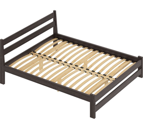 Кровать двуспальная Solarius Мишка усиленная, из массива сосны, с ортопедическим основанием, 200x140 см (габариты 210x150), цвет венге 410-10028 1