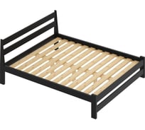 Кровать двуспальная Solarius Мишка усиленная, из массива сосны, с реечным основанием, 190x180 см (габариты 200x190), цвет черного оникса 180monix-190