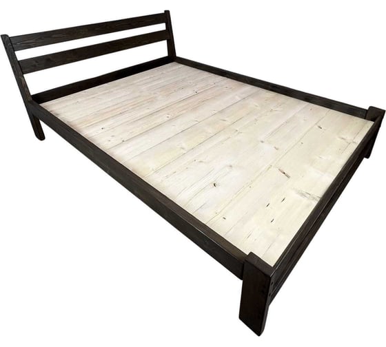 Кровать двуспальная Solarius Мишка усиленная, из массива сосны, со сплошным основанием, 200x160 см (габариты 210x170), цвет венге 160mven-full 1