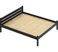 Двуспальная кровать Solarius Классика из массива сосны со сплошным основанием, 200x140 см (габариты 210x150), цвет черного оникса 140klonix-full