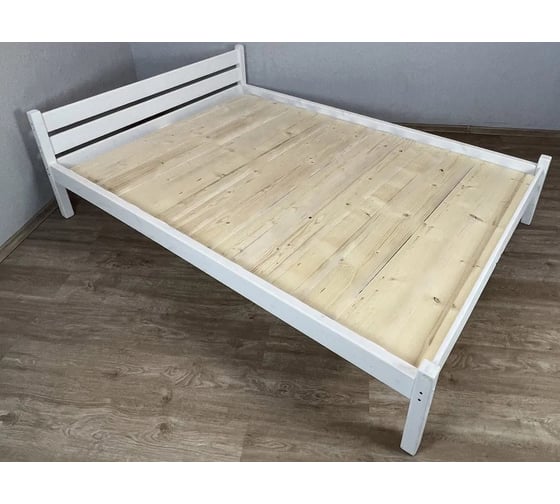 Двуспальная кровать Solarius Классика из массива сосны со сплошным основанием, 200x160 см (габариты 210x170), цвет белый 160klbel-full 1