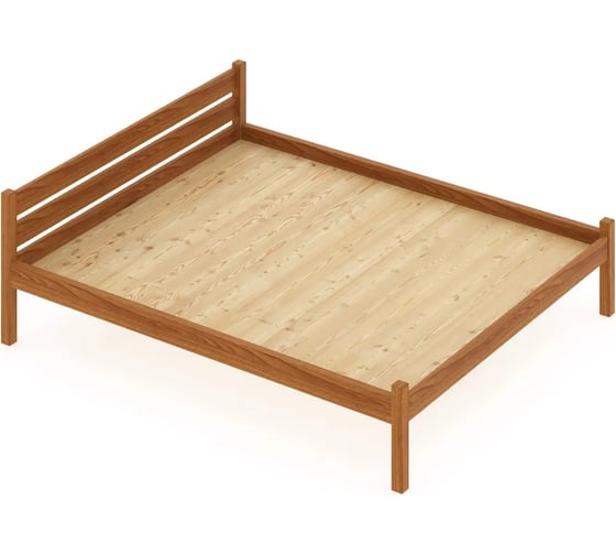 Двуспальная кровать Solarius Классика из массива сосны со сплошным основанием, 200x180 см (габариты 210x190), цвет ольхи 180klolha-full 1