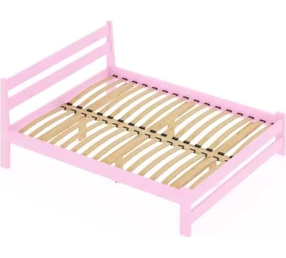 Двуспальная кровать Solarius Мишка усиленная из массива сосны с ортопедическим основанием, 190x140 см (габариты 200x150), цвет розовый 410-10040-190 1
