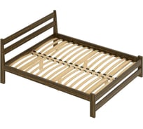 Двуспальная кровать Solarius Мишка усиленная из массива сосны с ортопедическим основанием, 190x160 см (габариты 200x170), цвет темного дуба 410-10045-190