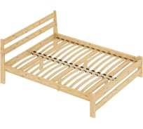 Двуспальная кровать Solarius Мишка усиленная из массива сосны с ортопедическим основанием, 200x180 см (габариты 210x190), без шлифовки и покрытия 410-10058