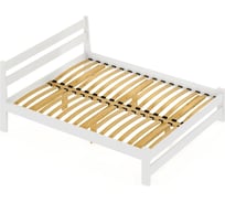 Двуспальная кровать Solarius Мишка усиленная из массива сосны с ортопедическим основанием, 200x180 см (габариты 210x190), цвет белый 410-10026