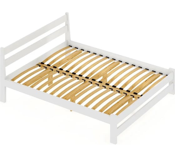 Двуспальная кровать Solarius Мишка усиленная из массива сосны с ортопедическим основанием, 200x180 см (габариты 210x190), цвет белый 410-10026 1