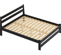 Двуспальная кровать Solarius Мишка усиленная из массива сосны с реечным основанием, 200x160 см (габариты 210x170), цвет черного оникса 160monix