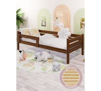 Кровать односпальная подростковая Solarius из массива сосны с реечным основанием, 200x90 см (габариты 210x100), цвет темного дуба det90-200temd