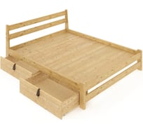Двуспальная кровать Solarius Мишка усиленная из массива сосны со сплошным основанием 190x180 см (габариты 200x190), с четырьмя выкатными ящиками, без шлифовки и покрытия 180mnet-190-full-4yash