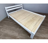 Двуспальная кровать Solarius Мишка усиленная из массива сосны со сплошным основанием, 190x180 см (габариты 200x190), цвет белый 180mbel-190-full