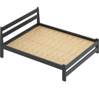 Двуспальная кровать Solarius Мишка усиленная из массива сосны со сплошным основанием, 190x180 см (габариты 200x190), цвет черного оникса 180monix-190-full