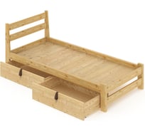 Кровать односпальная Solarius Мишка усиленная, из массива сосны, со сплошным основанием, 200x100 см, габариты 210x110, с двумя выкатными ящиками, без шлифовки и покрытия 100mnet-full-2yash