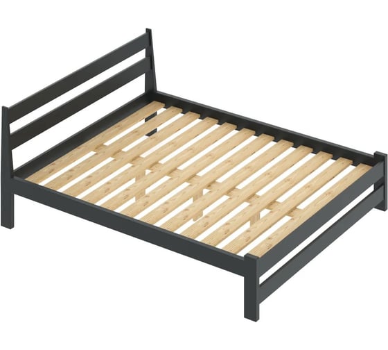 Кровать Solarius Мишка лакированная усиленная из массива сосны с основанием 200x140 см (габариты 210x150), цвет антрацит 140mser 1