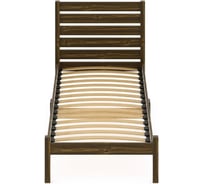 Односпальная кровать Solarius Классика из массива сосны с ортопедическим основанием и высокой спинкой, 80x200 см, с двумя выкатными ящиками, цвет темного дуба klasorto-spin80temdub-2yash