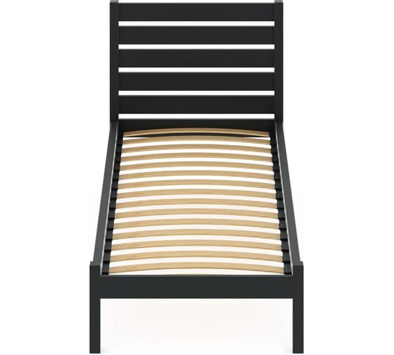 Односпальная кровать Solarius Классика из массива сосны с ортопедическим основанием и высокой спинкой, цвет антрацит, 80x190 см klasorto-spin80ser-190 1