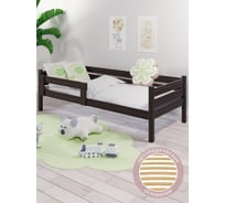 Кровать односпальная подростковая Solarius из массива сосны, с ортопедическим основанием, 180x90 см, габариты 190x100, цвет венге det90-180ven-orto