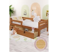 Кровать односпальная подростковая Solarius из массива сосны, со сплошным основанием, 160x70 см, габариты 170x80, с двумя выкатными ящиками, цвет ольхи det70-160olha-full-2yash