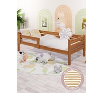 Кровать односпальная подростковая Solarius из массива сосны, с ортопедическим основанием, 160x80 см, габариты 170x90, цвет ольхи det80-160olha-orto