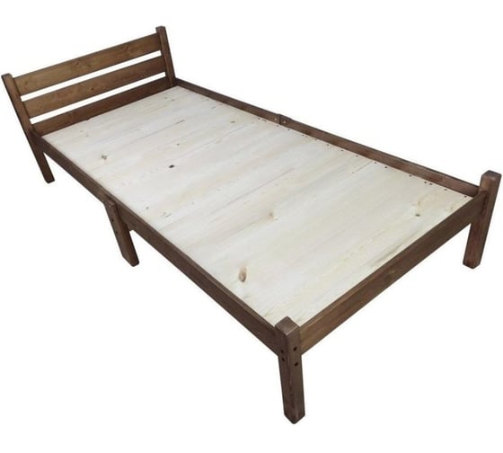 Кровать односпальная Solarius Классика Компакт сосновая со сплошным основанием, цвет темный дуб, 200x60 см kompakt60temdub-full 1