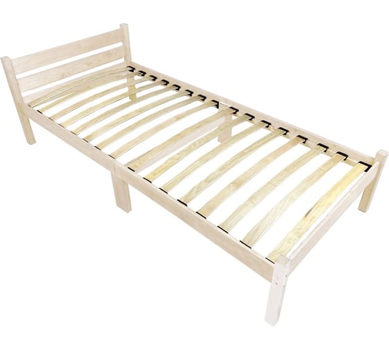 Кровать односпальная Solarius Классика Компакт сосновая с ортопедическим основанием, без шлифовки и покрытия, 90x190 см ortokompakt90net-190 1