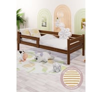 Кровать односпальная подростковая Solarius из массива сосны, с ортопедическим основанием, 160x70 см, габариты 170x80, цвет темного дуба det70-160temd-orto