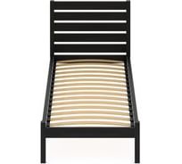 Односпальная кровать Solarius Классика из массива сосны с ортопедическим основанием и высокой спинкой, цвет черного оникса, 90x190 см klasorto-spin90onix-190