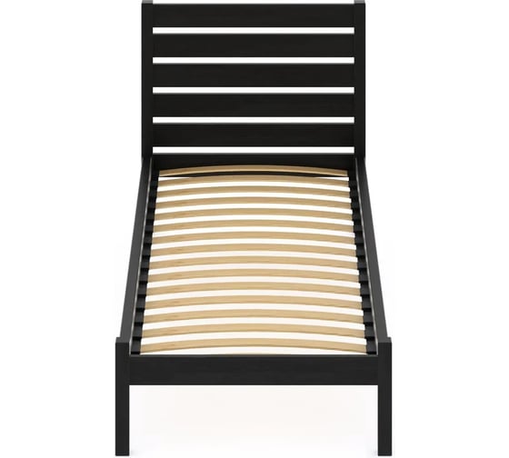 Односпальная кровать Solarius Классика из массива сосны с ортопедическим основанием и высокой спинкой, цвет черного оникса, 90x200 см klasorto-spin90onix 1