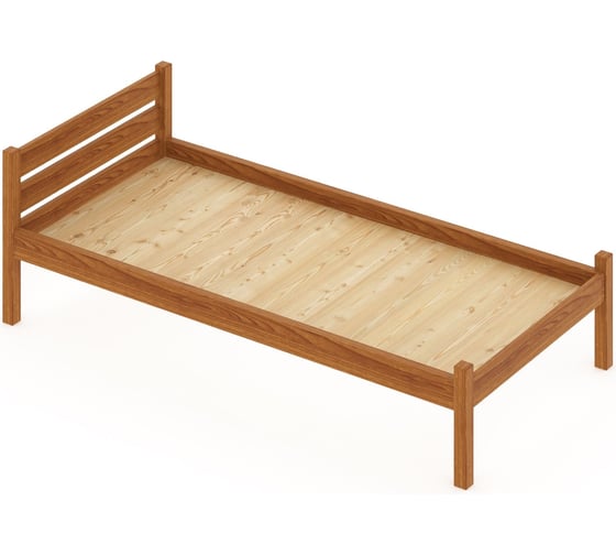 Кровать односпальная Solarius Классика из массива сосны со сплошным основанием, 190x100 см (габариты 200x110), цвет ольхи 100klolha-190-full 1