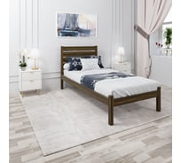 Кровать односпальная Solarius Классика из массива сосны со сплошным основанием и высокой спинкой, цвет темного дуба, 100x200 см klas-spin100temdub-full