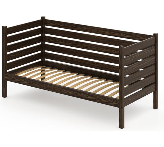 Тахта односпальная Solarius из массива сосны с ортопедическим основанием и высокими бортиками, 80x160 см (габариты 90x170), цвет венге tahta-spin80-160ven-orto 1