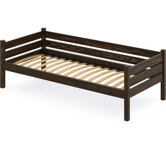 Тахта односпальная Solarius из массива сосны с ортопедическим основанием, 160x80 см (габариты 170x90), цвет венге tahta80-160ven-orto 1