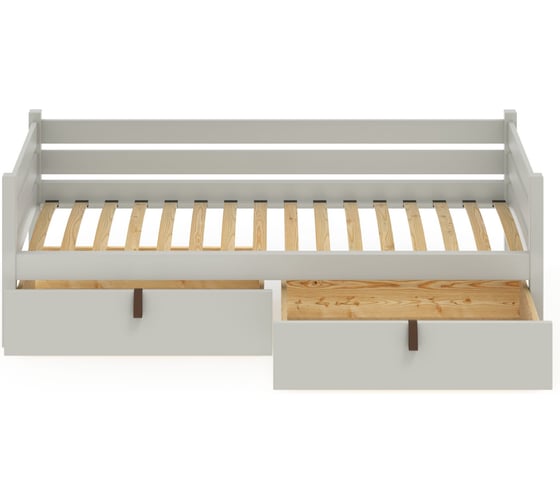 Тахта односпальная Solarius из массива сосны с ортопедическим основанием, 160x90 см (габариты 170x100), с двумя выкатными ящиками, цвет платины tahta90-160plat-orto-2yash 1