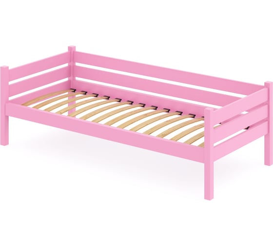 Тахта односпальная Solarius из массива сосны с ортопедическим основанием, 160x80 см (габариты 170x90), цвет розовый tahta80-160roz-orto 1